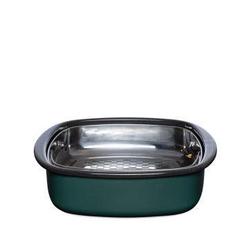 Preview: Riess Email Dampfgarer mit Glasdeckel und Gareinsatz 3-tlg. Nouvelle Teal